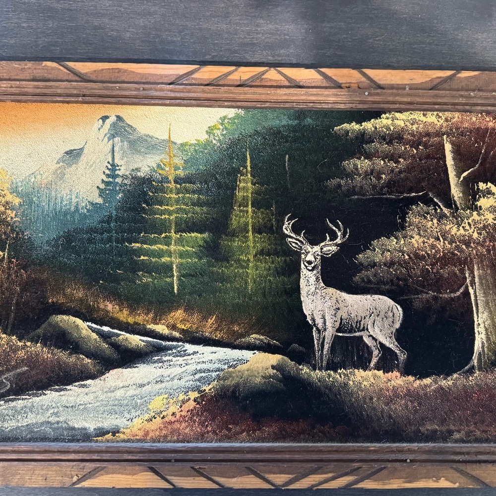 Wooden Deer Felt Photo/Art Frame with Paint Accents - Brown
